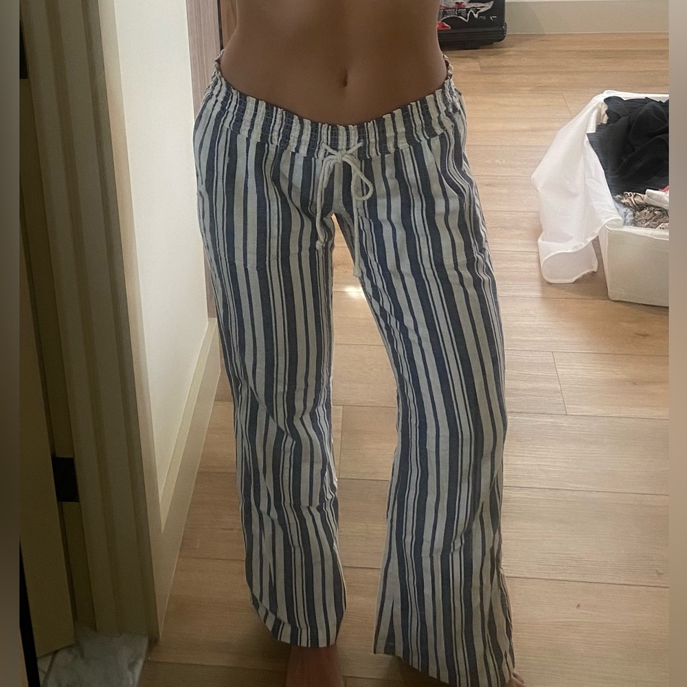 Navy & White Stripped linen pants